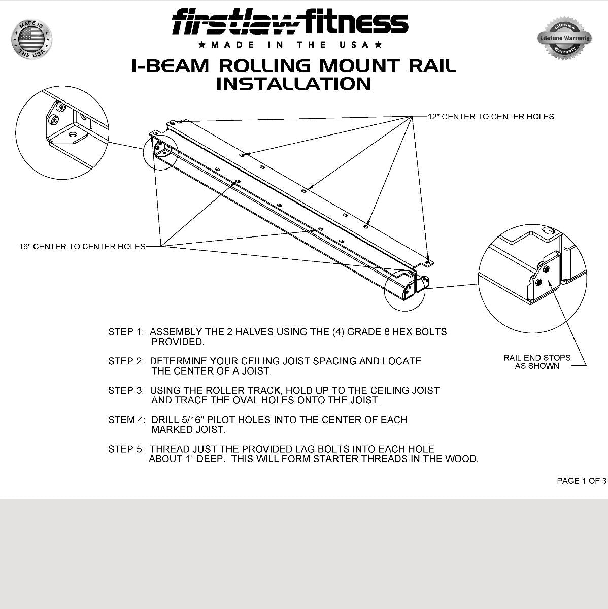 I-Beam Rolling Mount  Heavy Bag Hanger - Firstlaw Fitness